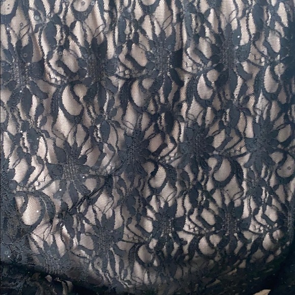 Sexy Black Lace Long Sleeve Dress w/ Nude Underlay - Picture 3 of 5